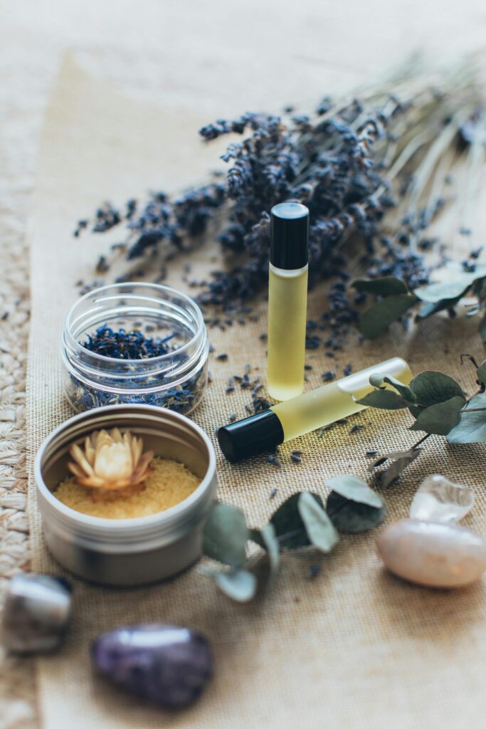 Elevate your relaxation with aromatherapy essentials featuring lavender and massage oils.